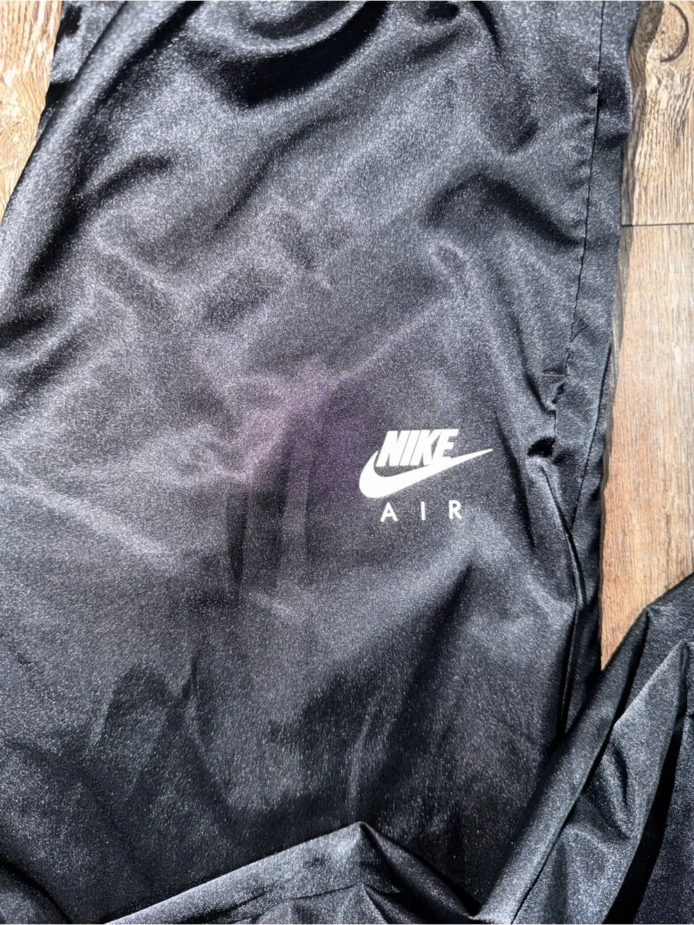 Nike Unisex Drawstring Waist Lightwight Satin Track Pants Small Black